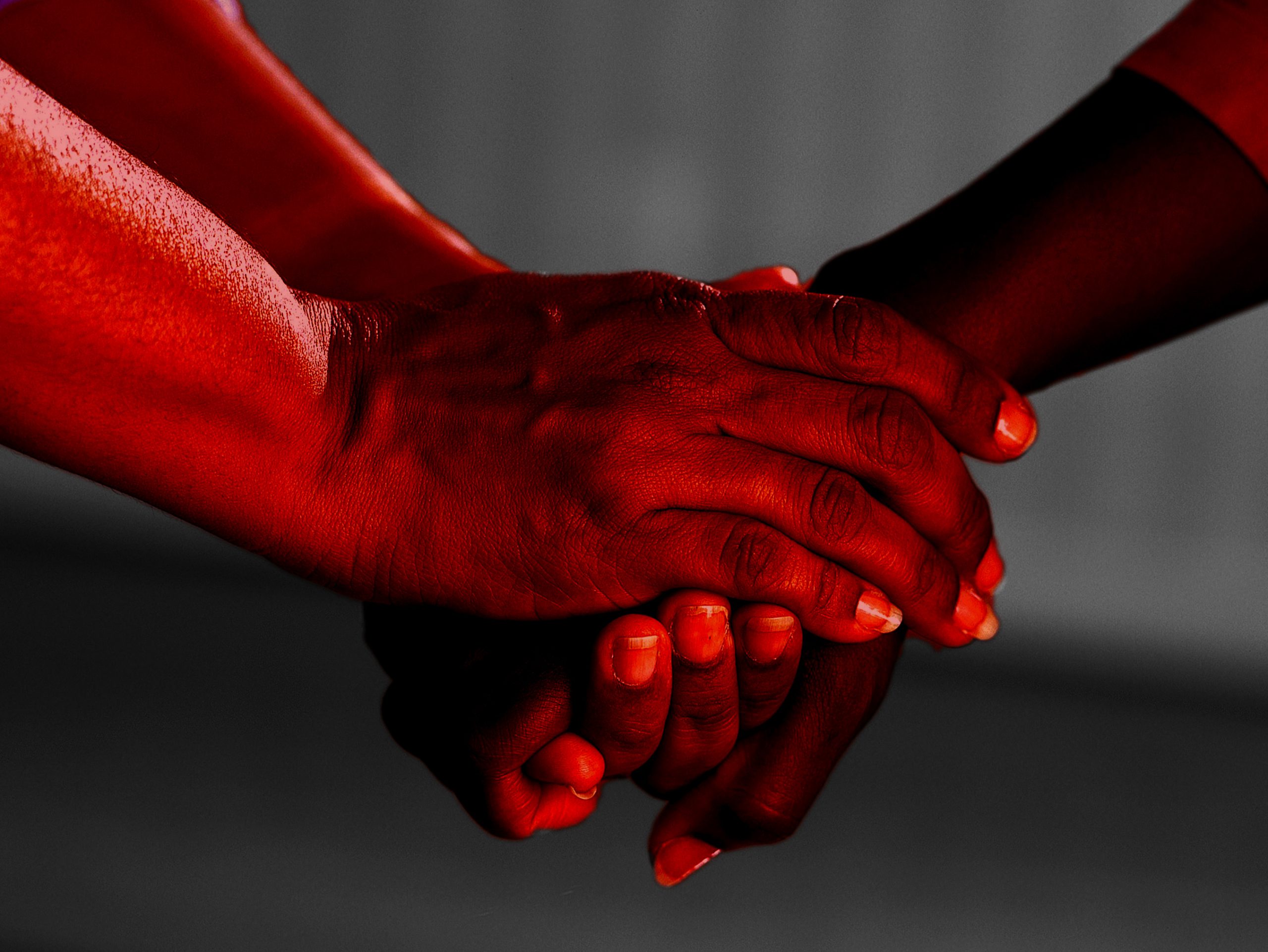 Hands holding — caregiver and client